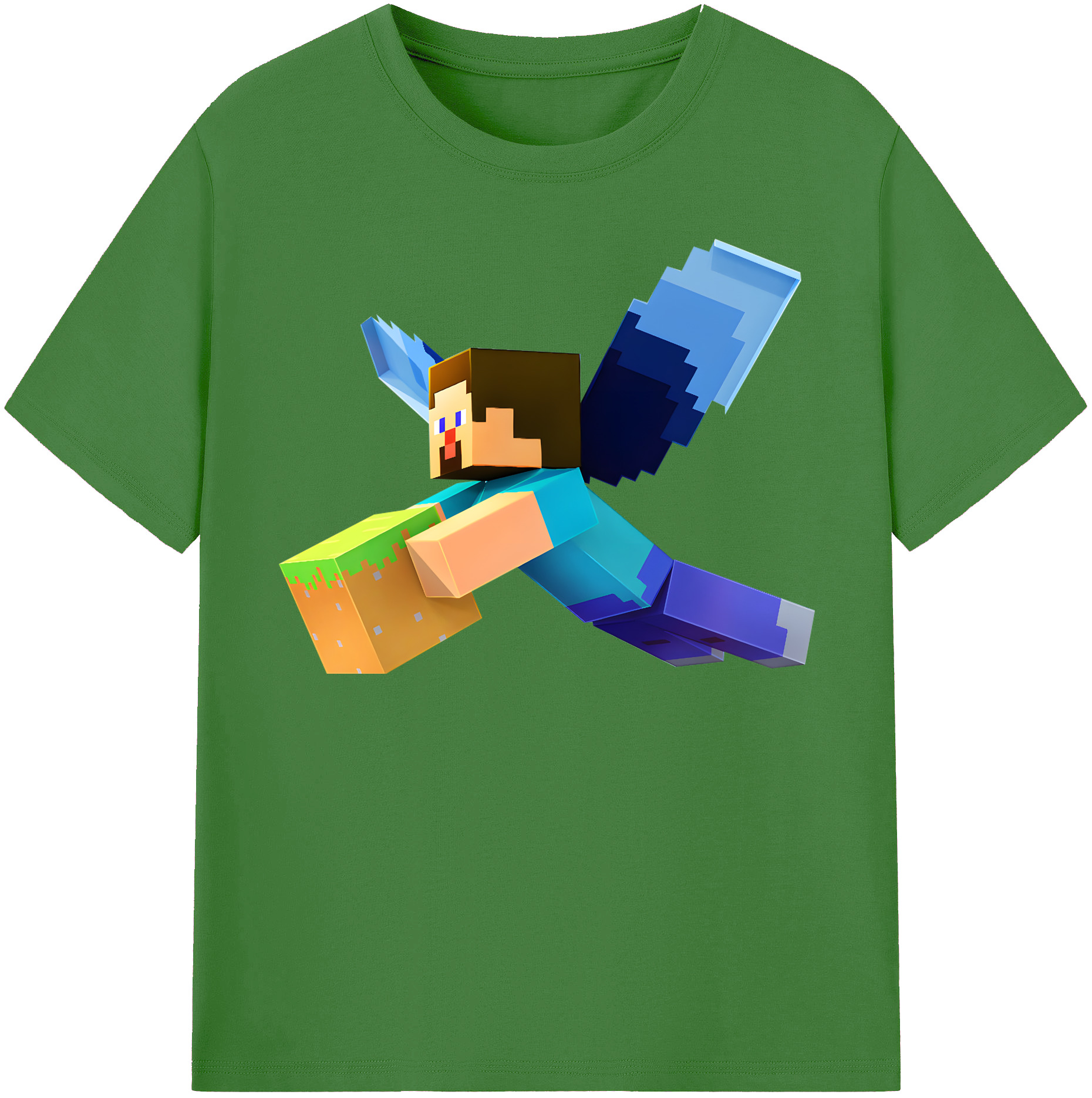 （画像用） マインクラフト ブロックの世界 Minecraft MC Block world レディースカジュアルプリントTシャツ（綿100％）